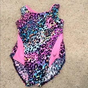 Rainbow cheetah gymnastics leotard